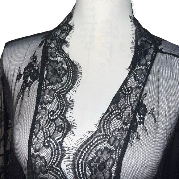 Women’s 3X lace, sheer, eyelash, kimono style loungewear witchy topper jacket - Picture 4 of 9
